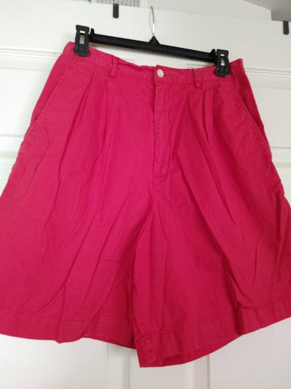 Vintage Ralph Lauren Red Women's Shorts Front Pleats Side Pockets Size 12